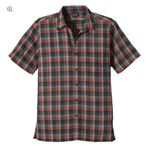 Patagonia Mens Shirt A/C Button Organic Cotton Short Sleeve Plaid Size Medium AC